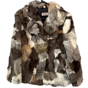 Vintage Orchard Street Genuine Rabbit Fur Patchwork Coat